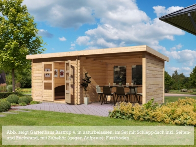 Woodfeeling Blockbohlenhaus Bastrup 4 mit Schleppdach 3 Meter