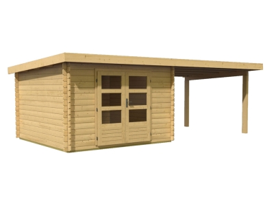 Woodfeeling Blockbohlenhaus Bastrup 5 mit 300 cm Schleppdach