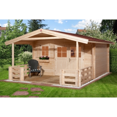 Weka 28 mm Gartenhaus 111 B mit Vordach und Terrasse (200 cm)