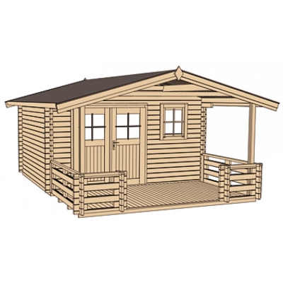 Weka 28 mm Gartenhaus 111 B mit Vordach und Terrasse (200 cm)