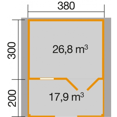 Weka 28 mm Gartenhaus 111 B mit Vordach und Terrasse (200 cm)