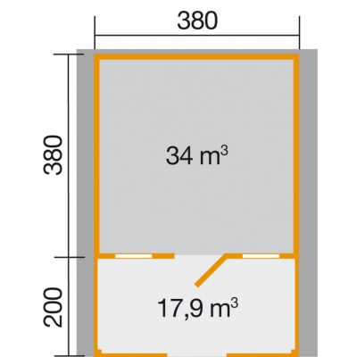 Weka 28 mm Gartenhaus 111 B mit Vordach und Terrasse (200 cm)