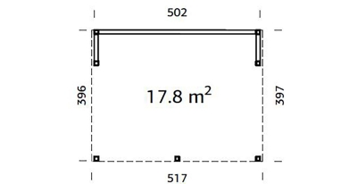 Palmako Pavillon Nova 13,0 m² Kit Natur Unbehandelt 502 cm x 396 cm
