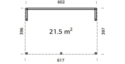 Palmako Pavillon Nova 21,5 m² Kit Natur Unbehandelt 602 cm x 396 cm