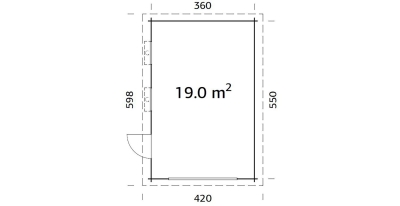 PALMAKO Garage Rasmus 19,0 m² ohne Tor 44 mm naturbelassen