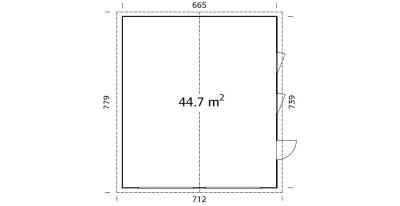 Palmako Garage Andre 44,7 m² ohne Tor Unbehandelt 665 cm x 739 cm