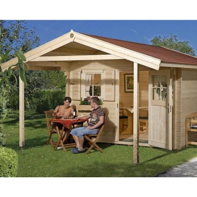 Weka Gartenhaus Premium45FT 131 mit Vordach 60 cm