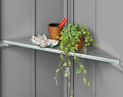 Finnhaus Wolff Eckregal für Gartenhaus - silber