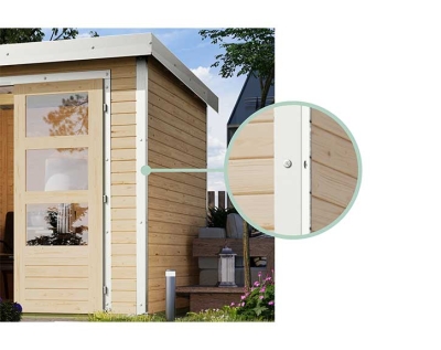 Karibu Hybrid-Gartenhaus Jupiter 2 A - 19mm Elementhaus - Geräteschuppen - Pultdach - natur/weiss