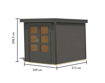 Karibu Hybrid-Gartenhaus Jupiter 2 B - 19mm Elementhaus - Geräteschuppen - Pultdach - terragrau/anthrazit