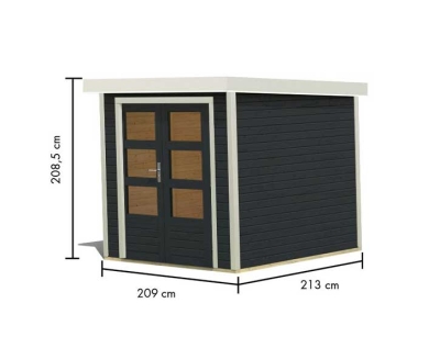 Karibu Hybrid-Gartenhaus Jupiter 2 C - 19mm Elementhaus - Geräteschuppen - Pultdach - anthrazit/weiss