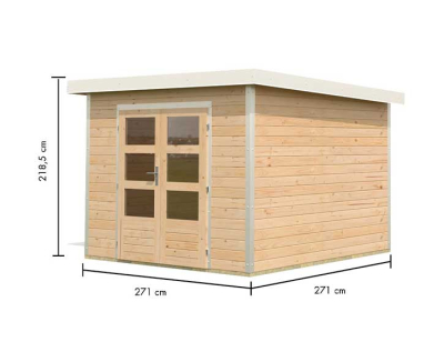 Karibu Hybrid-Gartenhaus Pluto 6 A - 28mm Elementhaus - Geräteschuppen - Pultdach - natur/weiss