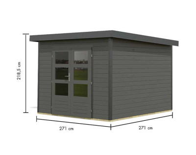 Karibu Hybrid-Gartenhaus Pluto 6 B - 28mm Elementhaus - Geräteschuppen - Pultdach - terragrau/anthrazit