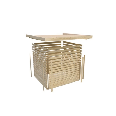 Karibu Gartenhaus Qubic 1 und 240 cm Anbaudachdach