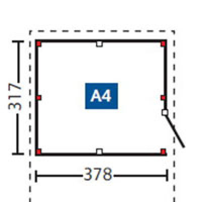 Abstellraum A4 378x317cm für Durchfahrtsbreite bis 355cm