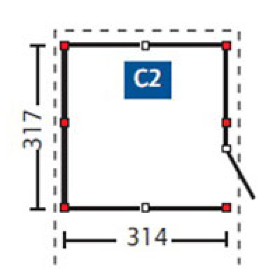 Abstellraum C2 314x317cm für Durchfahrtsbreite bis 291cm