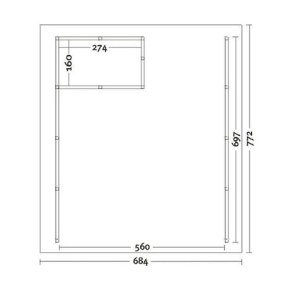 Fachwerk-DoppelCarport mit Dachschalung mit Abstellraum 1 B 684 x T 772c
