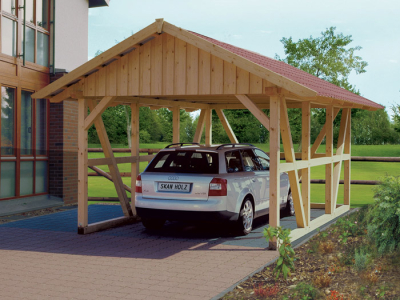 Fachwerk-Carport mit Dachschalung Einzel-Carport B 424 x T772cm