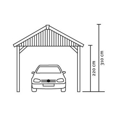 Fachwerk-Einzel Carport mit Dachschalung und Abstellraum B 424 x T 772cm