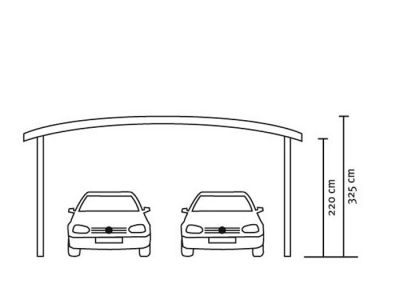 Design-Doppel-Carport Bogendach Typ Franken 635 x 541cm