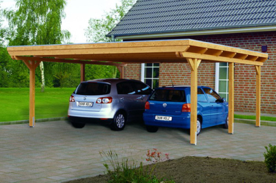 Leimholz-Carport Doppel-Carport Flachdach  ca. 613 x 604cm