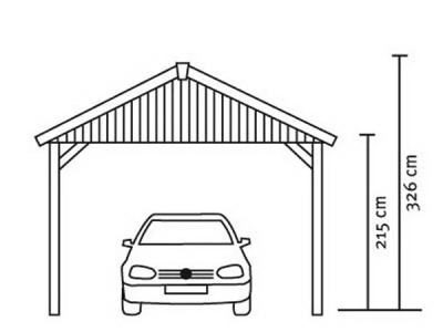 Satteldach-Einzel-Carport ca. B:430 x T:750cm mit Dachschalung