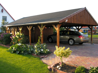 Satteldach-Doppel-Carport ca. B:620 x T:600cm mit Dachschalung