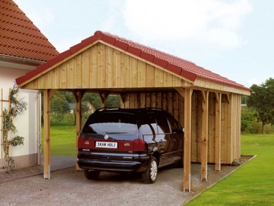 Satteldach-Einzel-Carport ca. B:380 x T:600 cm mit Dachschalung