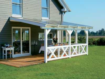 Terrassenüberdachung ANDRIA Leimholz B541 x T350cm mit Mittelpfosten