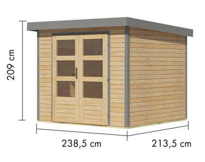 Karibu Hybrid-Gartenhaus Jupiter 3 A - 19mm Elementhaus - Geräteschuppen - Pultdach - natur/grau