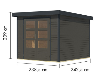 Karibu Hybrid-Gartenhaus Jupiter 3,5 B - 19mm Elementhaus - Geräteschuppen - Pultdach - terragrau/anthrazit