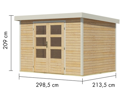 Karibu Hybrid-Gartenhaus Jupiter 4 A - 19mm Elementhaus - Geräteschuppen - Pultdach - natur/weiss