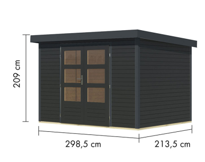Karibu Hybrid-Gartenhaus Jupiter 4 C - 19mm Elementhaus - Geräteschuppen - Pultdach - anthrazit/anthrazit