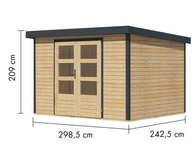 Karibu Hybrid-Gartenhaus Jupiter 5 A - 19mm Elementhaus - Geräteschuppen - Pultdach - natur/anthrazit