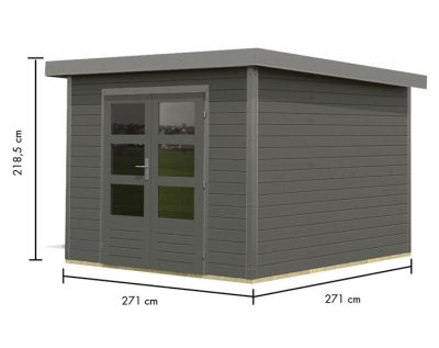 Karibu Hybrid-Gartenhaus Pluto 6 B - 28mm Elementhaus - Geräteschuppen - Pultdach - terragrau/grau