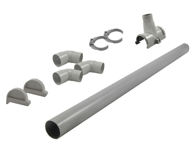 Karibu Dachrinne Set K für Pultdach / Flachdach bis 330 cm + Fallrohr - PVC - grau