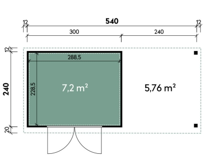 Finnhaus Wolff Metall-Gartenhaus Elvar 5424 + 2,4m Anbaudach - Elementhaus - Geräteschuppen - Flachdach - anthrazit