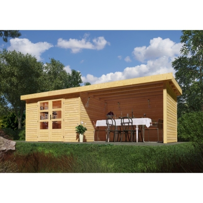Woodfeeling Gartenhaus Askola 4 m. 240 cm Schleppdach/Seiten- und Rückwand