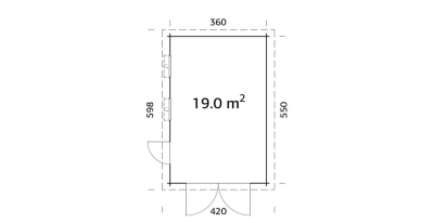Palmako Garage Rasmus 19,0 m² mit Holztor 44 mm naturbelassen