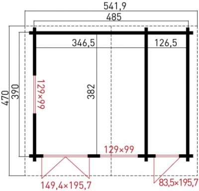 Lasita Maja Gartenhaus BORKUM 6; 505x410 cm; 40 mm Doppelnut; 2 Räume; inkl. Boden