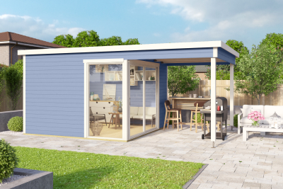 Lasita Maja Gartenhaus Domeo 2 mit Anbau-Dach