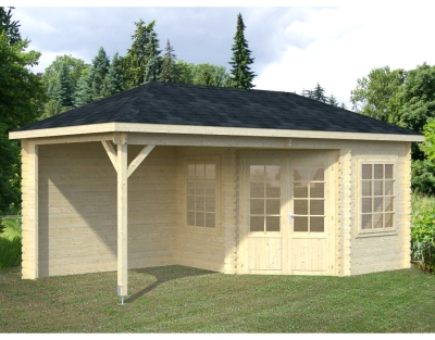 Palmako Pavillon Melanie 7,0+8,1 m² in 28mm naturbelassen