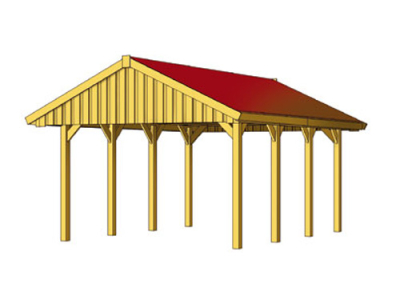 Satteldach-Einzel-Carport ca. B:380 x T:600 cm mit Dachschalung