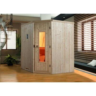 Weka Elementsauna Varberg 1 mit Eckeinstieg und Holztür - 68 mm
