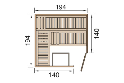 Weka Elementsauna Varberg 3 Trend Familiensauna mit Eckeinstieg & weiss lasierten Fronten - 68 mm