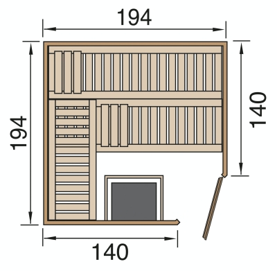 Weka Elementsauna Varberg 3 - 68 mm Sparset 1 inkl. 7,5 kW Ofen mit Steuergerät  Sparset 1