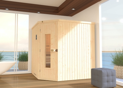 Weka Elementsauna Varberg 3 - 68 mm Sparset 2 inkl. 7,5 kW Bioaktiv-Ofen mit Steuergerät