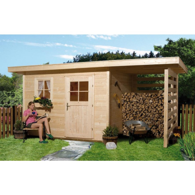 Weka 28 mm Gartenhaus Typ 170 A mit Holzlagerplatz in 3 Grössen