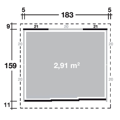 Gartenschrank Metall YUNA Set mit Fussboden und Regalset