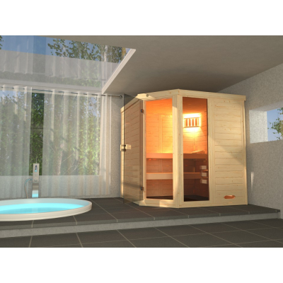 Weka Massivholz-Elementsauna Laukala/528 Gr. 1 - 38 mm incl. Saunaleuchtenset